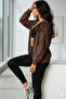 Women's Brown Hooded Full Zip Cardigan Jacket - 3