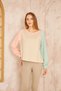 Women's Beige Powder Mint Round Neck Seam Detail Long Sleeve Sweatshirt Blouse 700-3472231 - 5