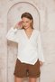 Women's 100% Cotton White Muslin Double-Breasted Waist Tie Casual Style Daily Stylish Anti-Sweat Blouse 700-3610286 - 3