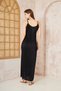 Women's Black Thin Strap Slit Long Pleated Dress / Special Occasion / Casual / Event Dress 700-3609220 - 7