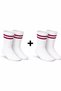 White Striped Socket Length Tennis Socks with Towel Soles 2 Pairs – Breathable Cotton Sports Socks - 3