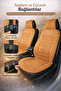 Fiat Linea 2007 and Later Compatible Vento 2-Piece Front Car Seat Cushion Anti-Sweat Anti-Slip Base Tan - 3