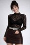 Women's Black Mock Neck Lace Blouse Be211