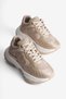 Women's Sneaker Thick Soled Lace-Up Sports Shoes Ravix Beige