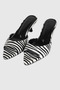 Morgana Black and White Patterned Single Strap Women's Heeled Shoes - 4