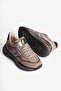 Women's Suede Sneaker with Anorak Detail and Thick Sole in Mora Mink - 4