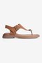 Women's Suede Flip-Flop Sandals with Buckle and Gold Detail, Vorel Tan - 2