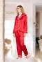 Silky Satin Women's Pajama Set Plain Pattern Piped Pajama Bridal Set - 4
