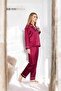 Silky Satin Women's Pajama Set Plain Pattern Piped Pajama Bridal Set - 6