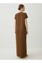 Viscose Fabric Short Sleeve Hijab Dress - Brown - - 6