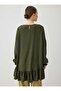 Crew Neck Tunic with Skirt Hem Detail - Khaki - - 7