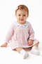 Baby Girl Pink Embroidered Collared Muslin Dress with Eyelet Embroidery Pieces