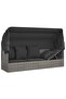 Outdoor Lounge Bed with Roof and Cushions Grey Poly Rattan - 7