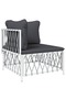 4 Piece Garden Lounge Set with Cushions White Steel - 2