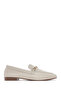 Women's Beige Buckle Leather Masculine Loafer 26Pfd350318