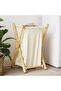 Laundry Basket Cream White 41.5x36x63.5 cm Bamboo