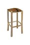 Bar Stool Goatskin Leather and Solid Teak Wood - 2