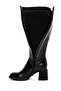 Women's Black Zippered Thick Heeled Boots 25Wfe401318 - 8