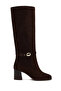 Women's Brown Buckle Suede Leather Boots 25Wfd163510