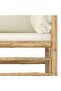3 Piece Garden Lounge Set with Cream White Cushions Bamboo - 4