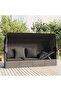 Outdoor Lounge Bed with Roof and Cushions Grey Poly Rattan