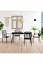 5 Piece Garden Dining Set Cotton Rope and Steel Black