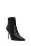 Women's Black Zippered Thin Heeled Leather Boots 25Wfd101218 - 8