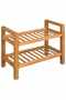 Shoe Rack with 2 Shelves 50x27x40 cm Solid Oak Wood