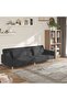 2-Seater Sofa Bed with Two Pillows Dark Grey Fabric