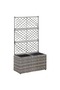 Trellis Raised Bed with 2 Pots 58x30x107 cm Poly Rattan Grey