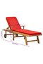 Sun Lounger with Cushion Solid Teak Wood Red - 3