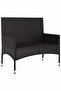 2-Seater Garden Bench with Cushions Black Poly Rattan - 2