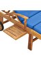 Sun Lounger with Cushion Solid Teak Wood Blue - 7