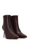 Women's Burgundy Zippered Thin Heeled Leather Boots 25Wfd101218 - 6