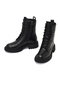 Women's Black Zippered Thick Soled Leather Boots 25Wfd140618 - 3