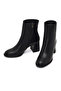 Women's Black Zippered Thick Heeled Leather Boots 25Wfd132618 - 3