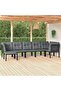 7 Piece Garden Lounge Set Black and Grey Poly Rattan