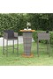 3 Piece Garden Bar Set with Cushions Poly Rattan Grey