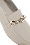 Women's Beige Buckle Leather Masculine Loafer 26Pfd350318 - 8