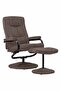 TV Armchair with Foot Stool Brown Faux Suede Leather