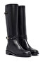 Women's Black Zippered Leather Boots 25Wfd281818 - 2