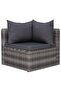 5 Piece Garden Sofa Set with Cushions & Pillows Poly Rattan Grey - 6