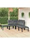 5 Piece Garden Lounge Set Black and Grey Poly Rattan