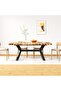 Dining Table Solid Mango Wood and Steel Cross 180 cm