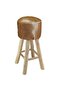 Bar Stool Goatskin Leather and Solid Teak Wood - 2