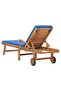 Sun Lounger with Cushion Solid Teak Wood Blue - 5