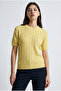 Yellow Short Sleeve Crew Neck Slim Fit Women's Sweatshirt