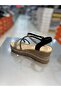 Feta Wedge Heeled Stylish Stone Women's Sandals - 4