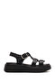 Women's Black Buckle Thick Soled Genuine Leather Comfort Sandals 25Sfd343018