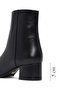Women's Black Zippered Short Thick Heeled Leather Boots 25Wfd160718 - 2